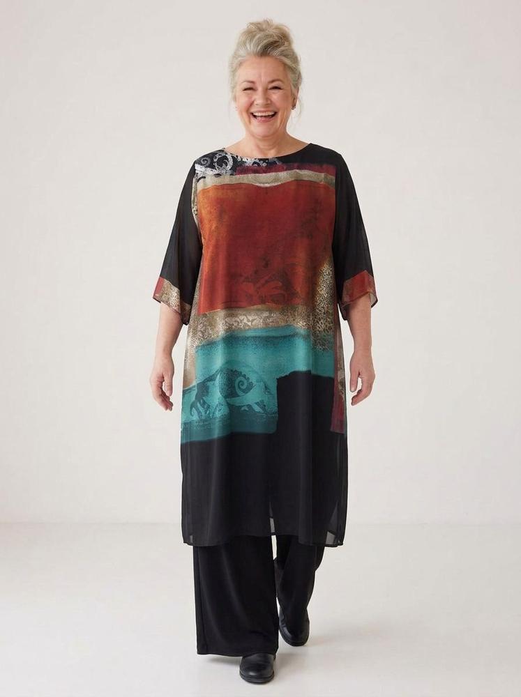 stijlvolle abstracte print jurk hannahaw - Ophilia