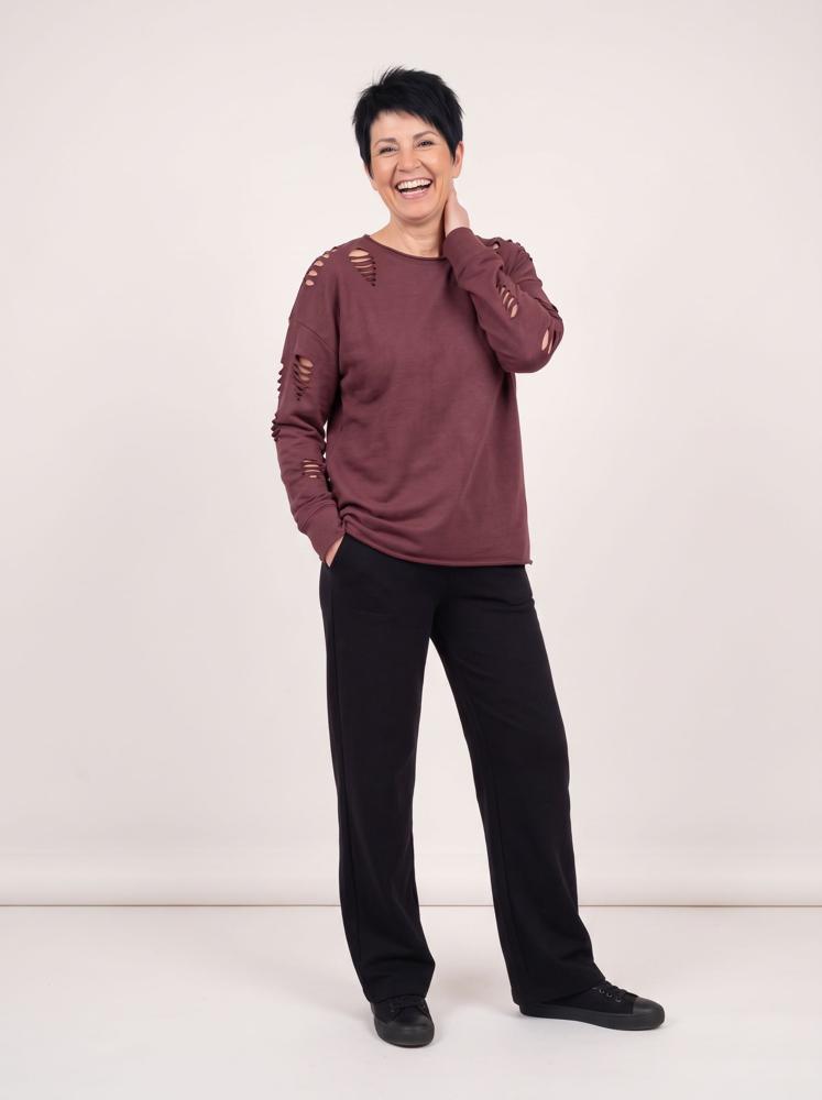 trendy geperforeerde dames sweater 17102 - wendy trendy