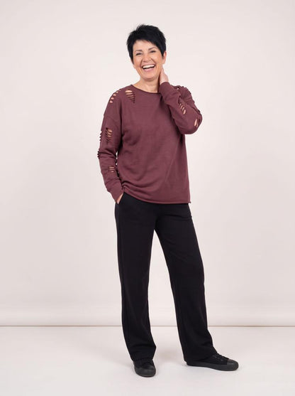 trendy geperforeerde dames sweater 17102 - wendy trendy