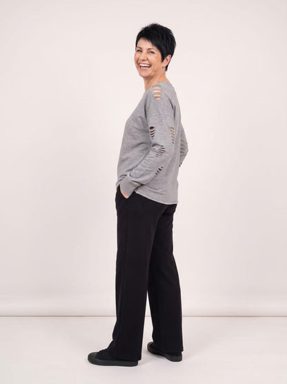 trendy geperforeerde dames sweater 17102 - wendy trendy