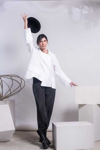 asymmetrisch katoenen design shirt 777003 - Ozai N Kü