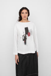 katoenen top met boothals en abstracte print 777054 - Ozai N Kü