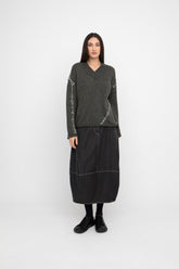 wijde denim rok met contraststiksels 777012 - Ozai N Kü