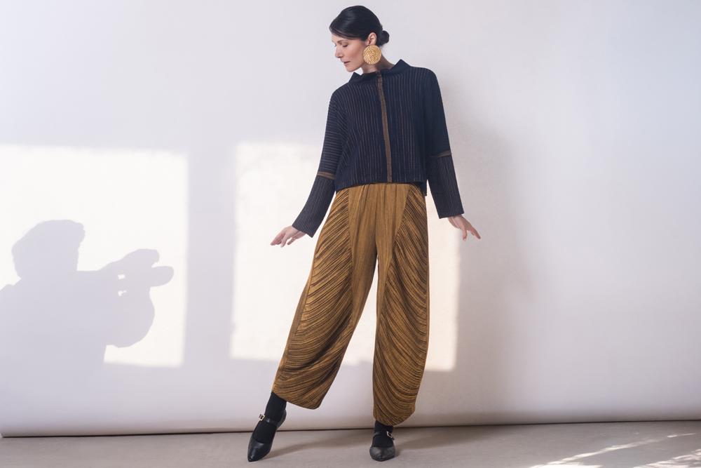 wijde plissé broek met hoge taille 777038 - Ozai N Kü