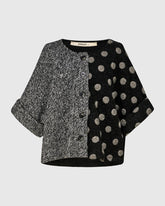 trendy gebreide patchwork jas uj205aw - Alembika