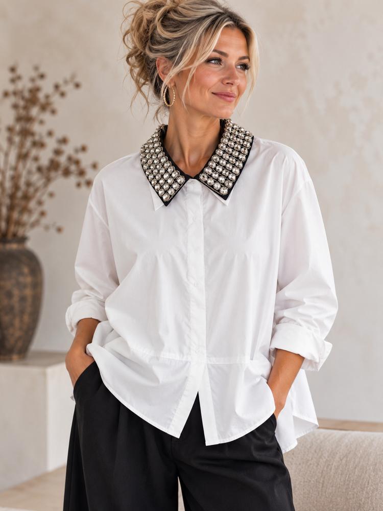 kraag halsketting met parels - Rose