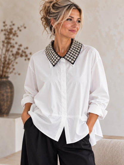 kraag halsketting met parels - Rose