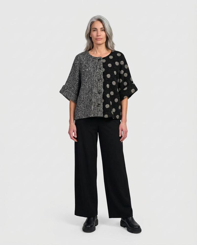 trendy gebreide patchwork jas uj205aw - Alembika