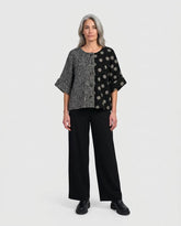 trendy gebreide patchwork jas uj205aw - Alembika