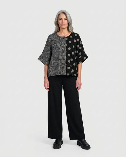 trendy gebreide patchwork jas uj205aw - Alembika