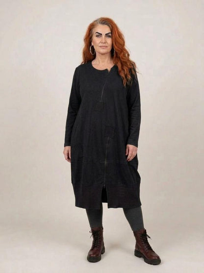 casual katoenen jurk met rits 2426008 - Sinne Design