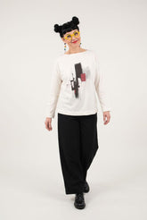 katoenen top met boothals en abstracte print 777054 - Ozai N Kü