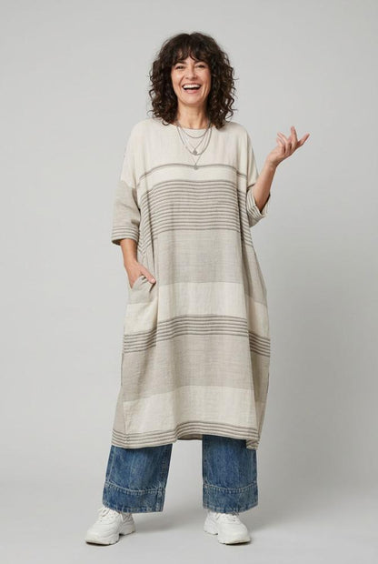 oversized gestreepte zomerjurk 225338 - wendy trendy