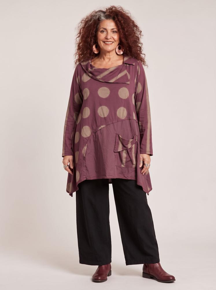 speels stippen shirt met flapkraag 8338aw - Moonshine