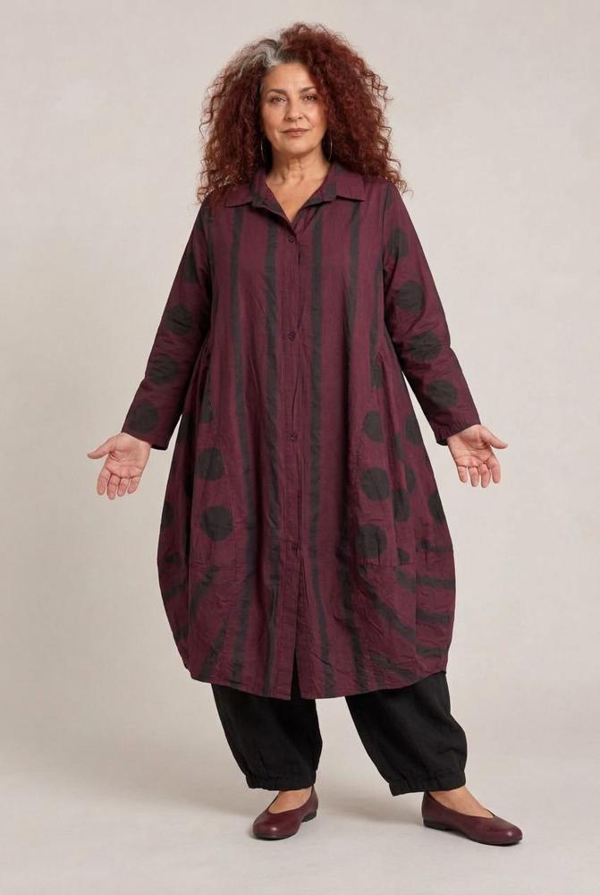 lang katoenen vest met stippen 8345aw - Moonshine