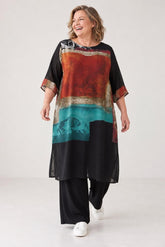 stijlvolle abstracte print jurk hannah - Ophilia