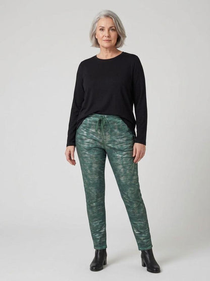 stijlvolle gemêleerde broek met trekkoord ap804 - Alembika