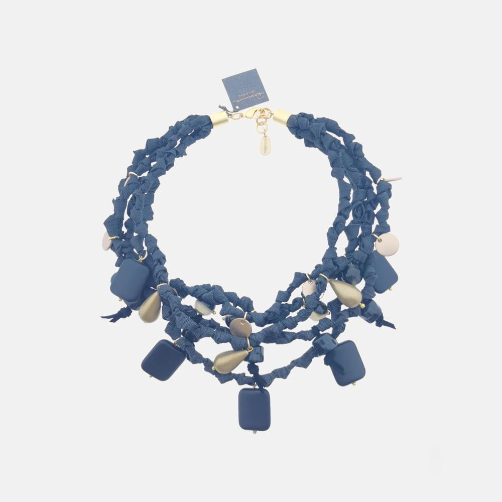 gevlochten halsketting met harsdetails 13658 - Rosanna de la Riva