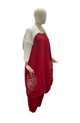 asymmetrische tuniek met rozenmotief - shirt 1305 - Moonshine