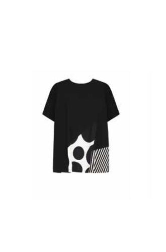 zwart grafisch bedrukt t-shirt ut146m - Alembika