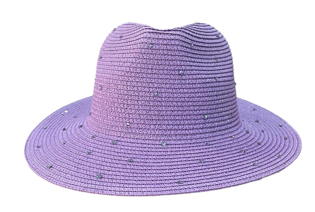 paarse zomerse strandhoed met glitteraccenten - 00027905 - Alexandr&