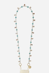 turkoois en parelmoer kralen telefoonketting le314893 - La Coque Française
