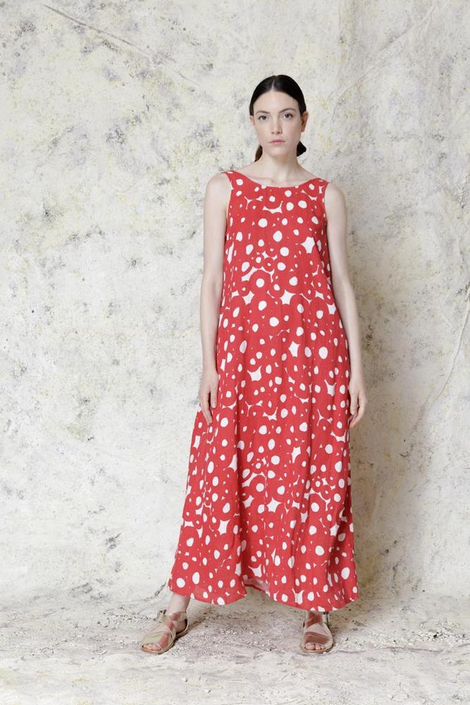 rode zomerjurk met witte stippen d930ls - Neirami
