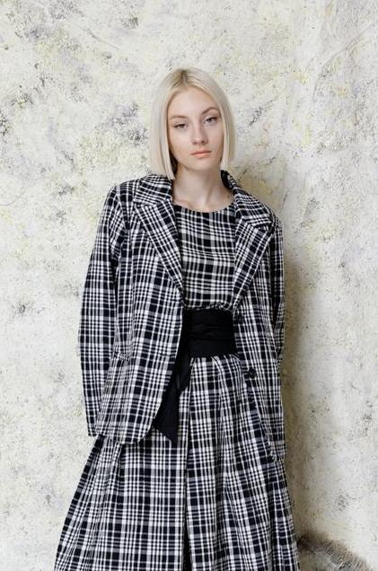 geruite vest met knoopsluiting c816sa - Neirami