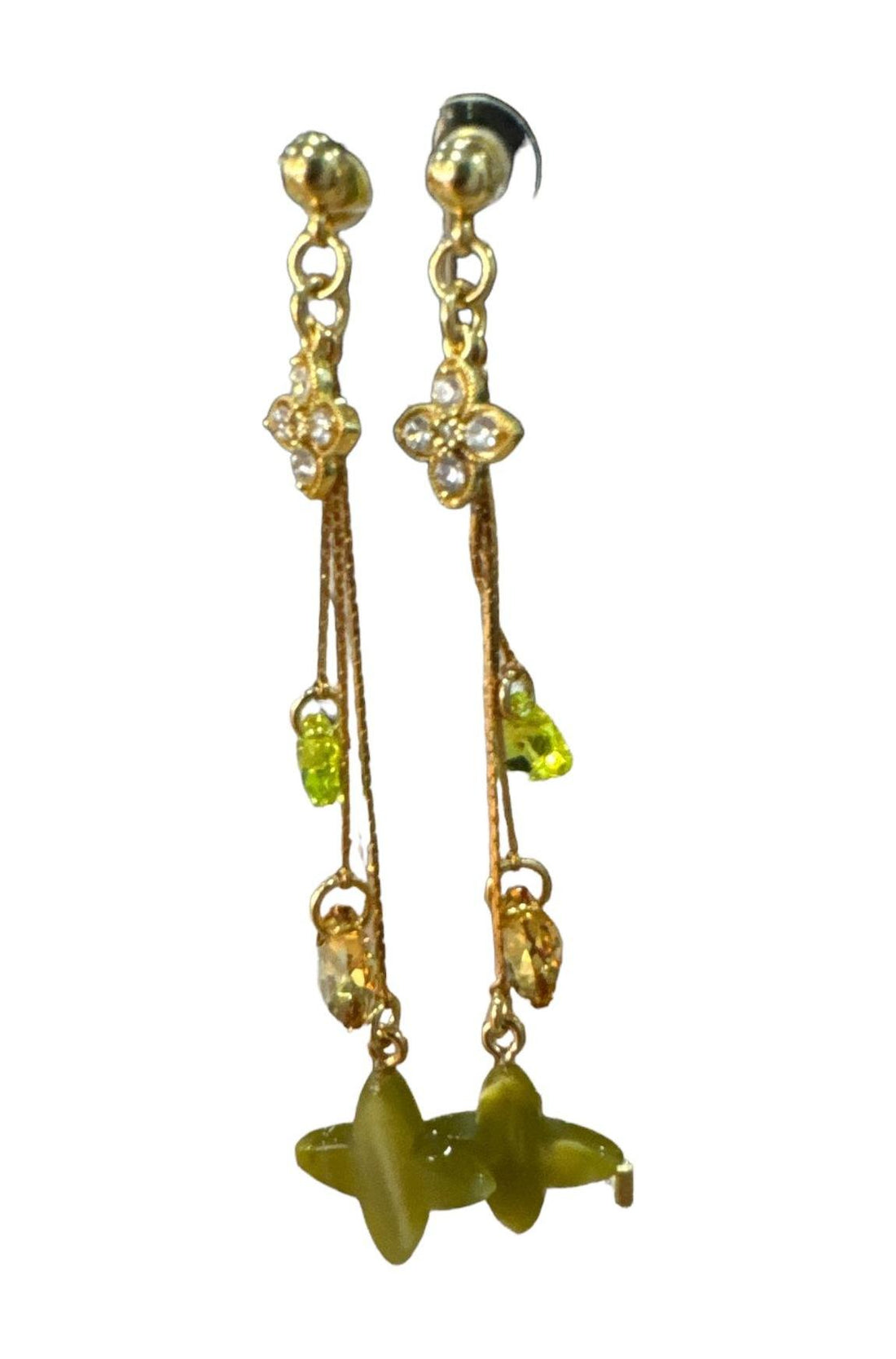 oorbellen met groene kristallen en bedels boml61 - Sophie Goetsch