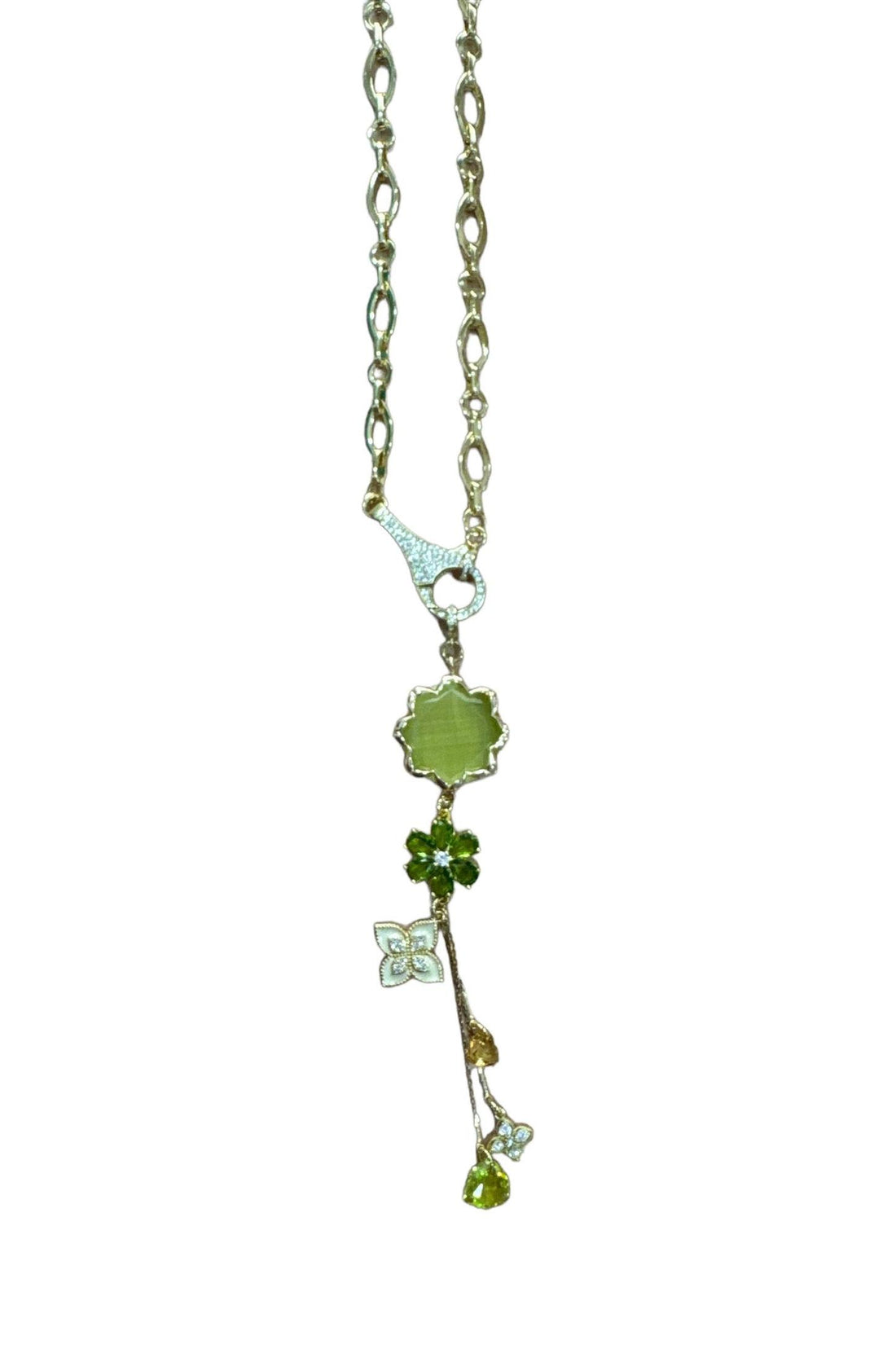 halsketting met groene kristallen coml40 - Sophie Goetsch