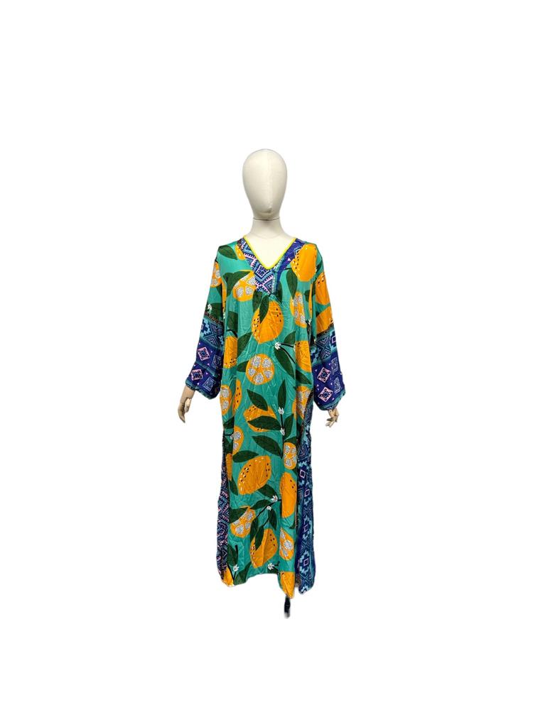 kleurrijke etnische print maxi-jurk cv556 - Antica Sartoria