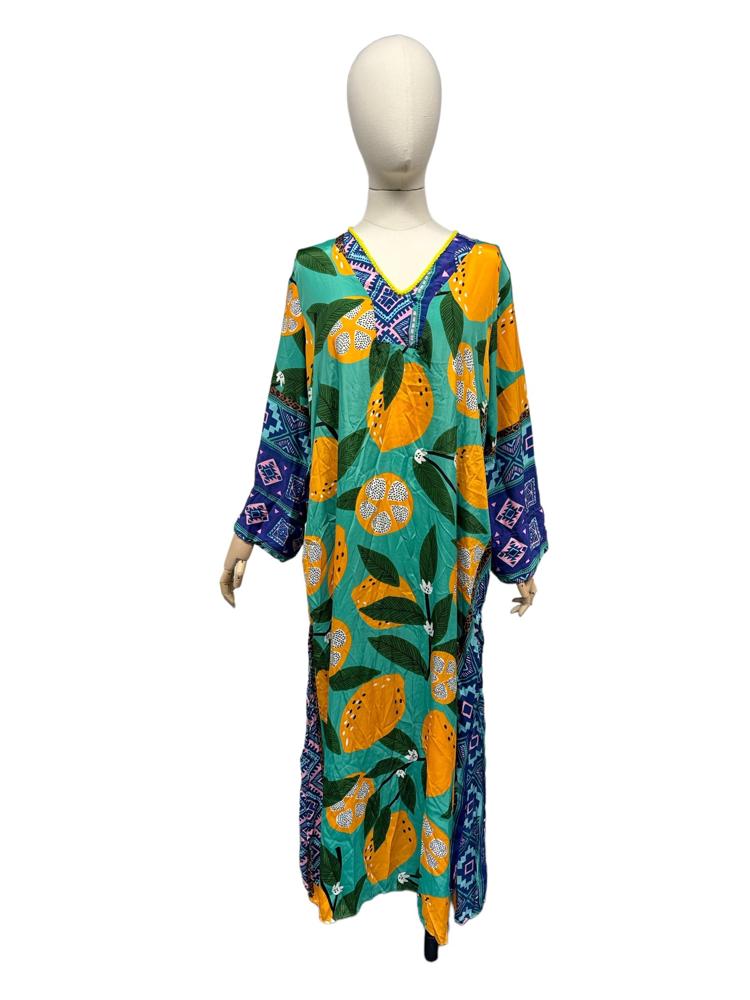 kleurrijke etnische print maxi-jurk cv556 - Antica Sartoria