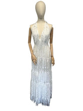 elegante ivoorkleurige kantjurk met franjes - dw070 - Antica Sartoria