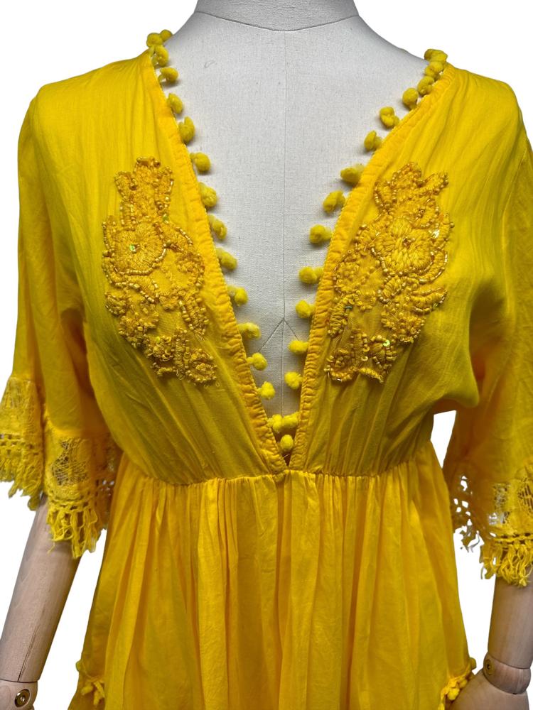 chiffon mini-jurk met kant en ruches - model cv1080 - Antica Sartoria