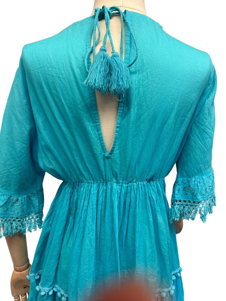 chiffon mini-jurk met kant en ruches - model cv1080 - Antica Sartoria