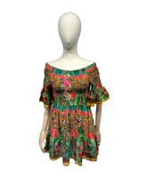 off-shoulder boho-chique jurk met kleurrijke print - cv432 - Antica Sartoria