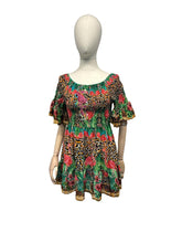 off-shoulder boho-chique jurk met kleurrijke print - cv432 - Antica Sartoria
