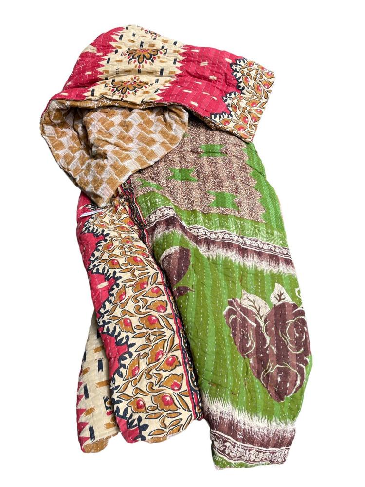 sari katoen quilt vintage kantha 140x200 - Heavenlywell