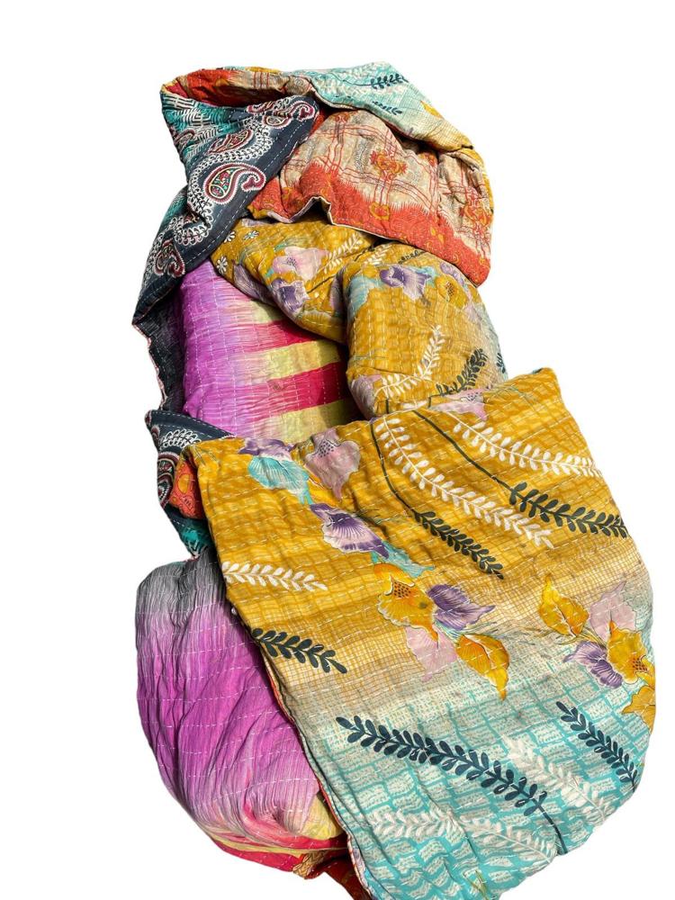 sari katoen quilt vintage kantha 140x200 - Heavenlywell