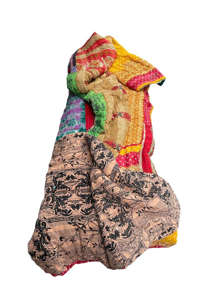 sari katoen quilt vintage kantha 140x200 - Heavenlywell