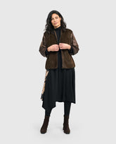 elegante asymmetrische jurk met beige accenten - ad514 - Alembika