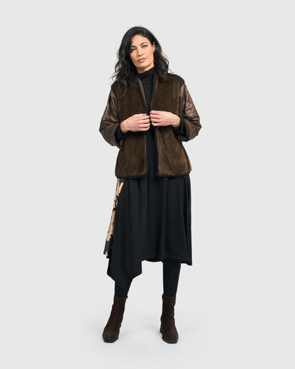 elegante asymmetrische jurk met beige accenten - ad514 - Alembika