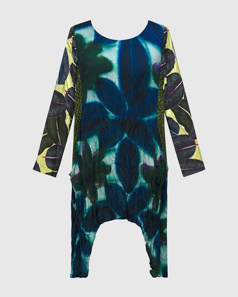 exotische bladerprint asymmetrische tuniek at602 - Alembika
