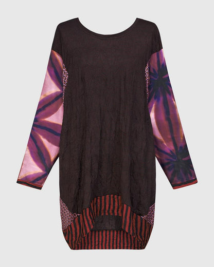 elegante tuniek met contrasterende mouwen en zoom at608 - Alembika