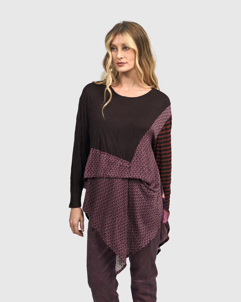 asymmetrische shirt met grafische print at607 - Alembika