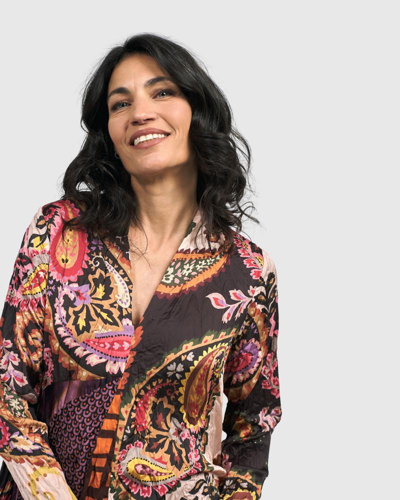 bohemian print midi-jurk ad501 - Alembika