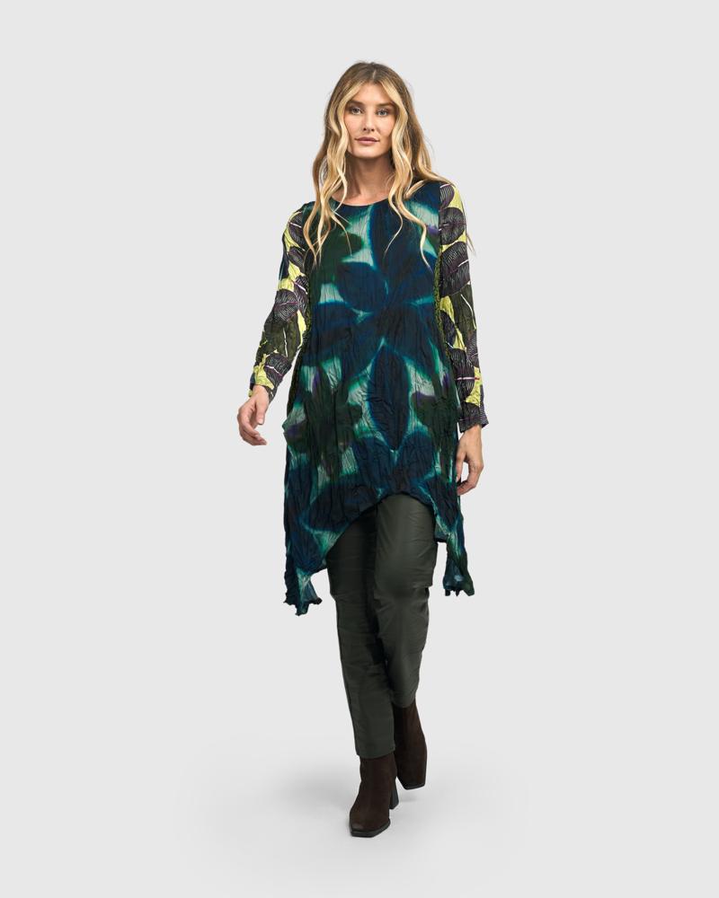 exotische bladerprint asymmetrische tuniek at602 - Alembika