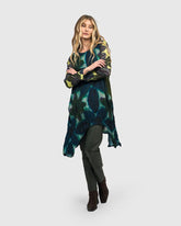 exotische bladerprint asymmetrische tuniek at602 - Alembika