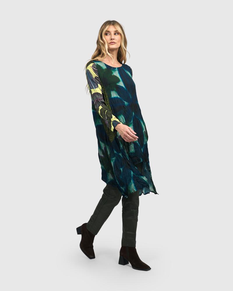 exotische bladerprint asymmetrische tuniek at602 - Alembika