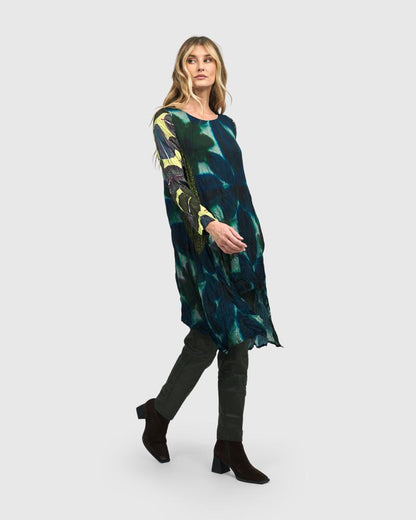 exotische bladerprint asymmetrische tuniek at602 - Alembika